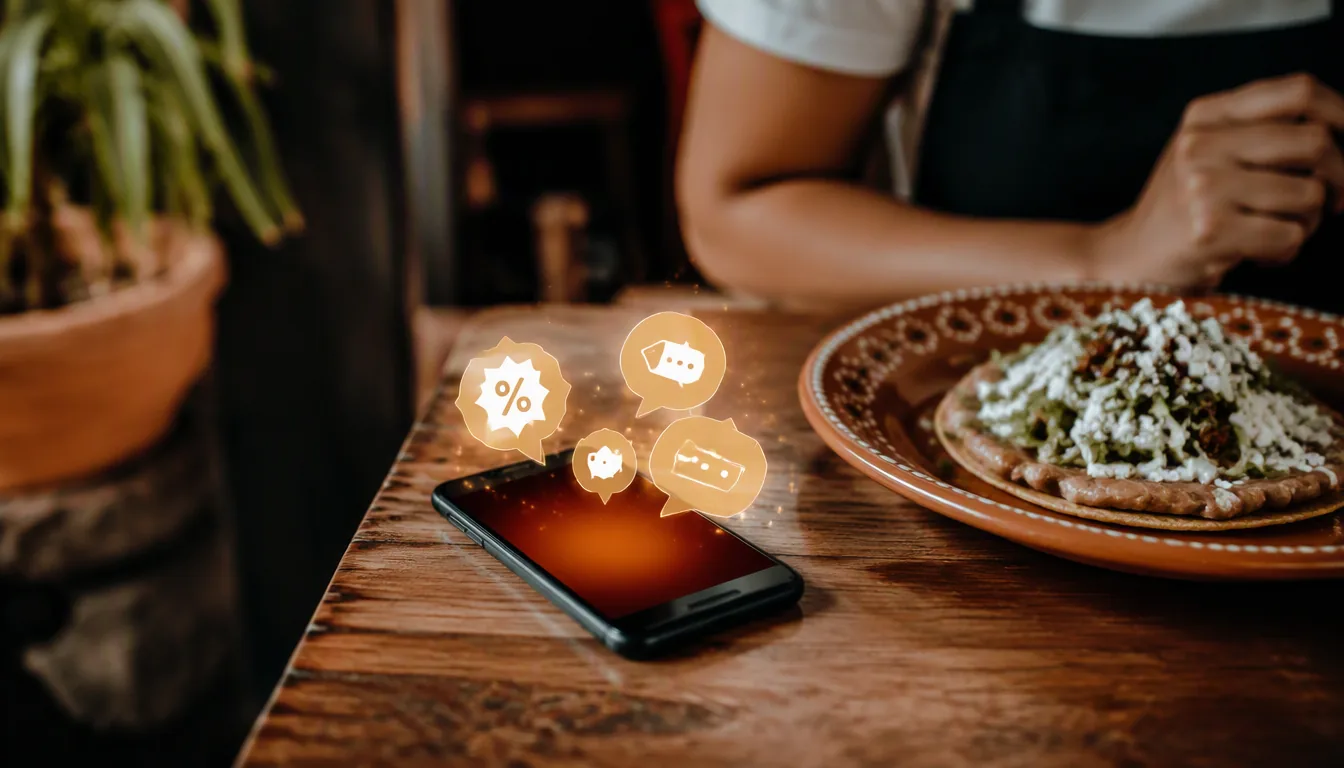Panel de automatización de marketing con mensajes programados para clientes de un restaurante