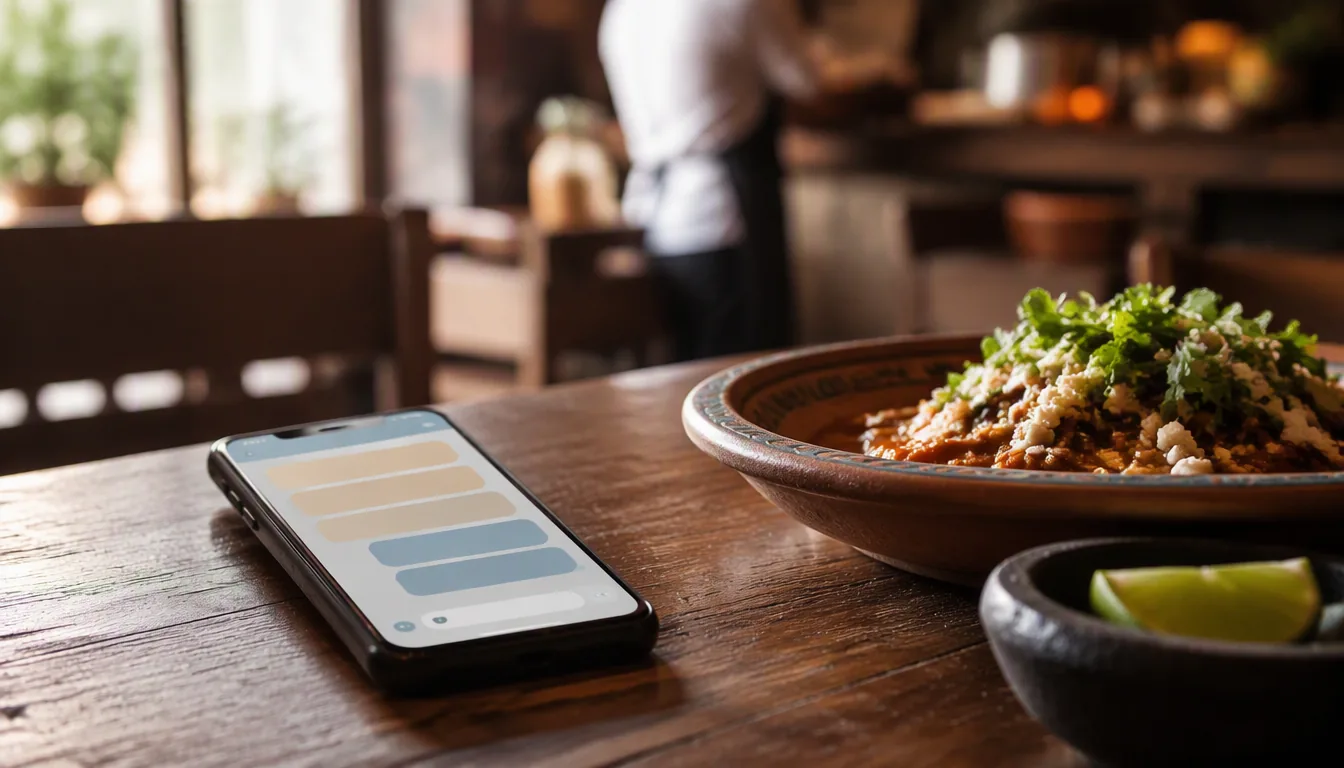 Pantalla de celular con conversación de WhatsApp automatizada de un restaurante